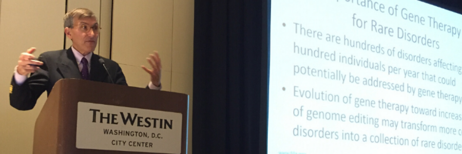 <p>Peter Marks, M.D., Ph.D.,<strong> </strong>Director of FDA CBER, speaking at the 2019 ASGCT Policy Summit in Washington, D.C.</p>

