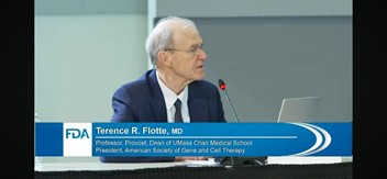 ASGCT President Terry Flotte, MD, speaks during a CBER roundtable on CGTs.
